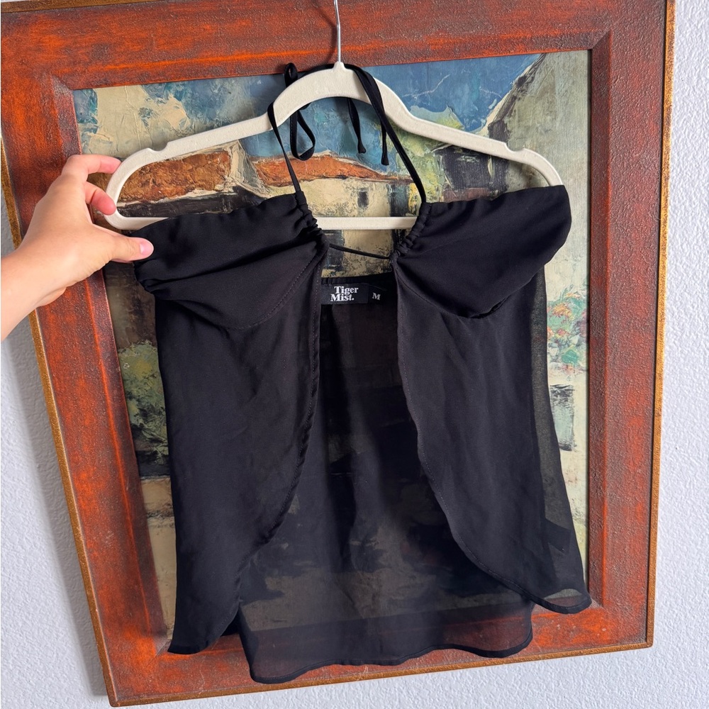 Tiger Mist Black Sheer Halter Blouse